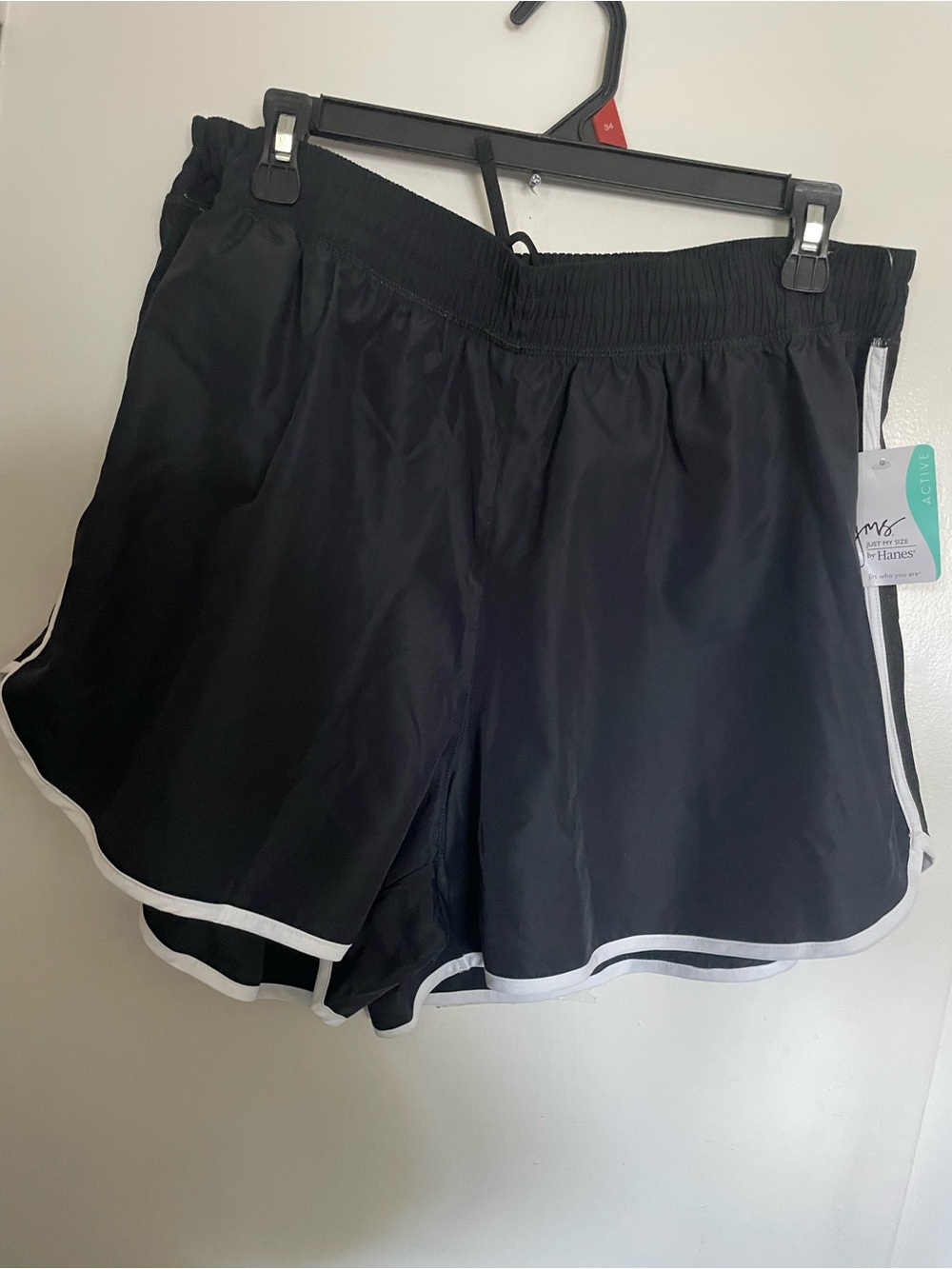 Just My Size Black Athletic Shorts with White Trim